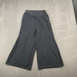 Kit And Ace Cropped Pants Sz‎ M Black Logo High Rise Wide Leg Elastic Waist